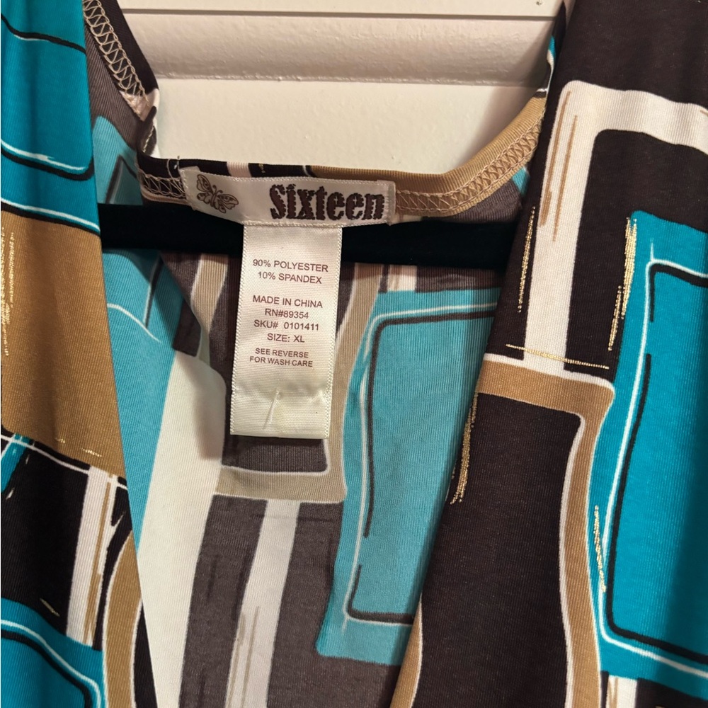 3sixteen Teal, Black & Gold Geometric Midi Dress - Picture 6 of 6